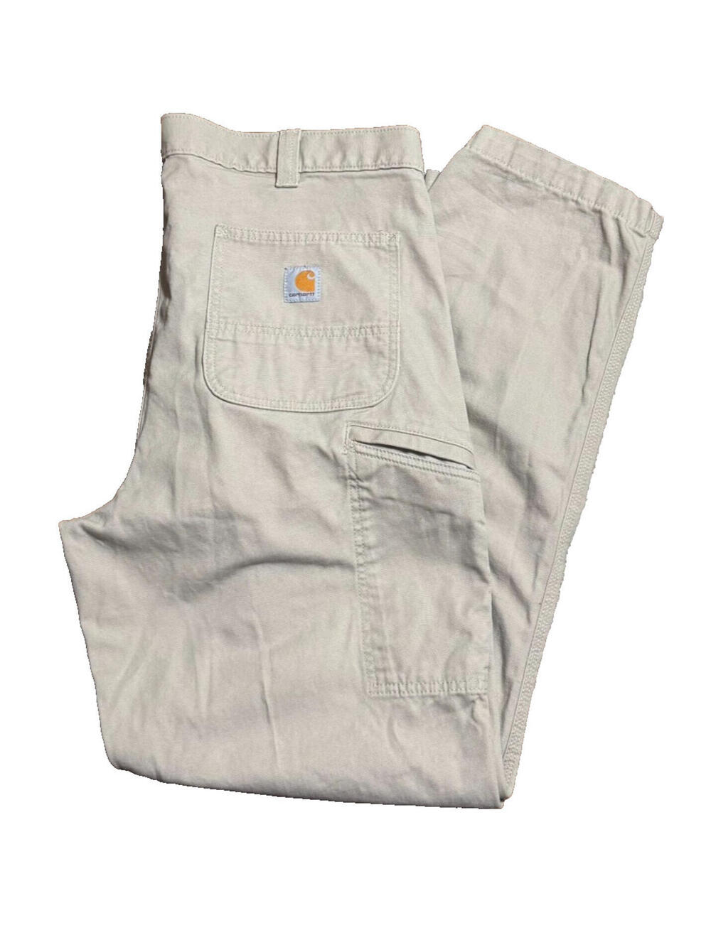 Carhartt Pants Mens 38x28 Relaxed Fit Beige Rugged Flex Canvas Work BN2291-M EUC